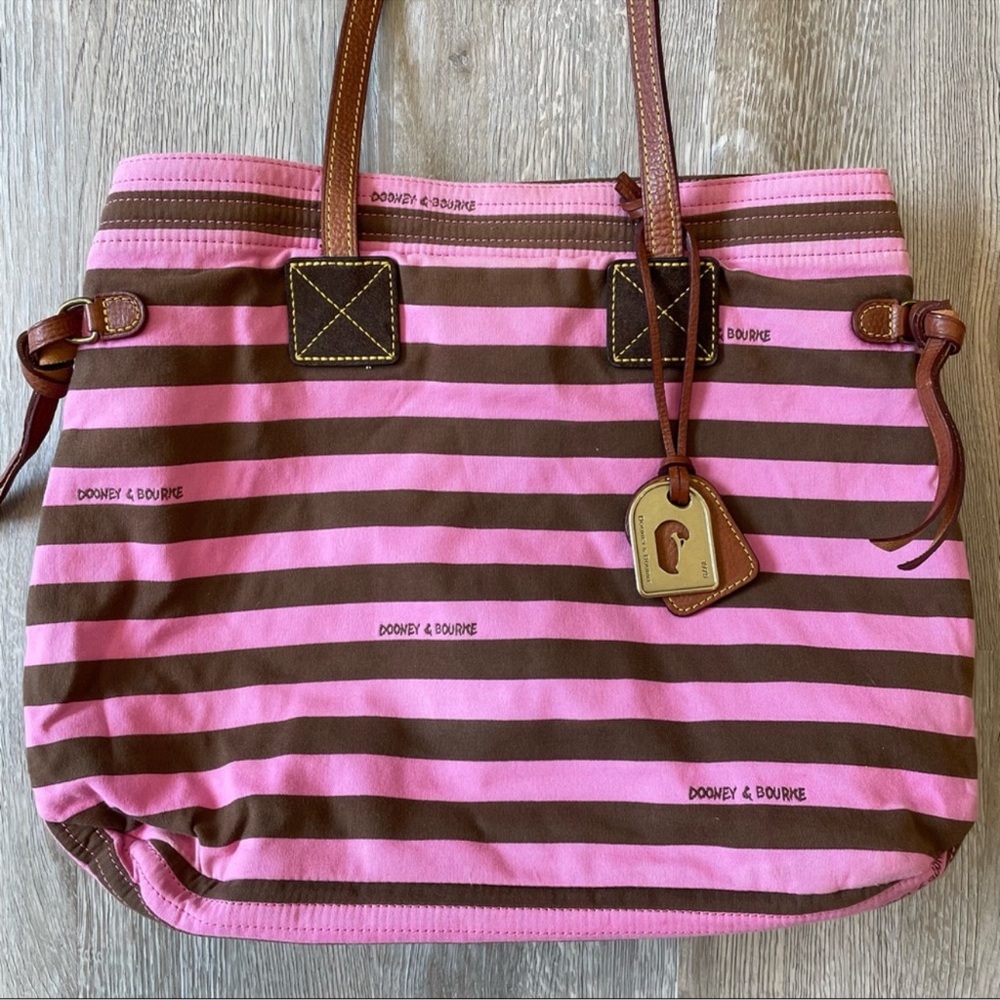 Dooney & Bourke Pink Stripe Handbag - Picture 2 of 16